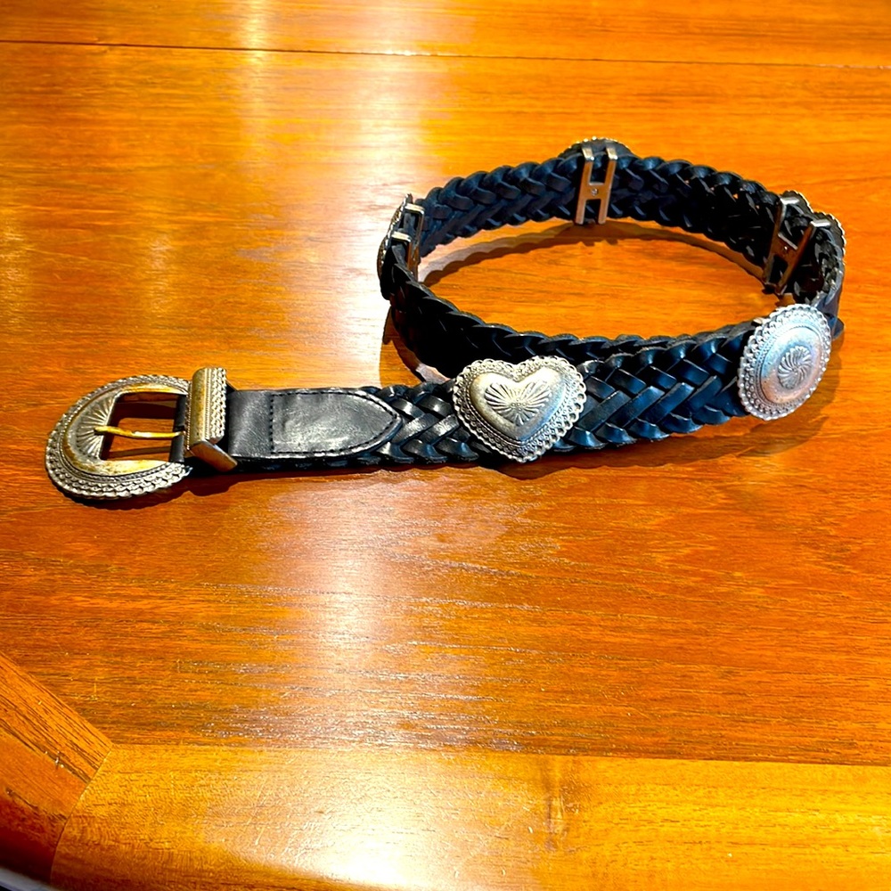 Brighton vintage 1991 black Concho braided belt size Small